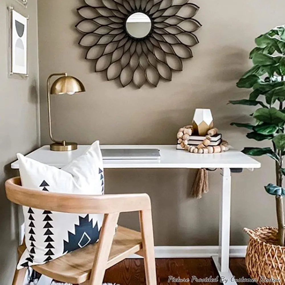 FLEXISPOT EN1 مكتب قائم مريح 40 × 24 بوصة، مكتب بارتفاع قابل للتعديل للمكتب المنزلي ومحطة عمل الكمبيوتر، أبيض Fra