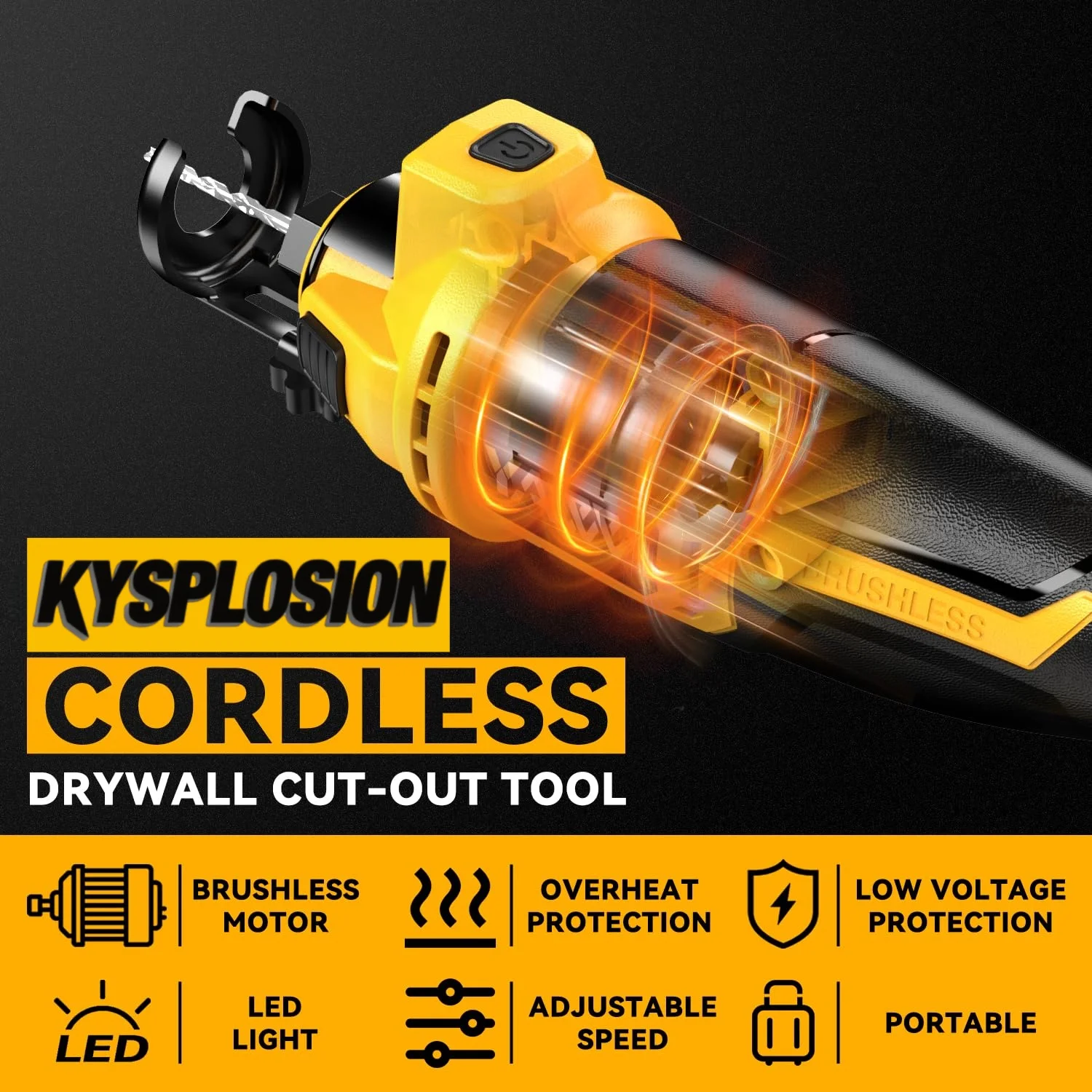 3 Gears Brushless Electric Drywall Cut Out Tool Cutting Woodworking Drywall Sheetrock Tools For dewalt Battery Pin - view 6
