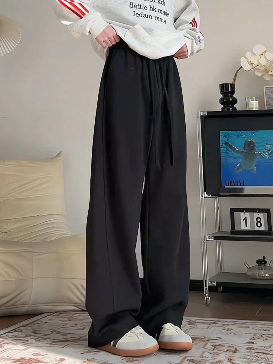 

Bla Fce Lined Sports Casual Pants Men's Autumn Winter American Drapey Loose Fit Wide Leg Trousers Cleanfit Knife