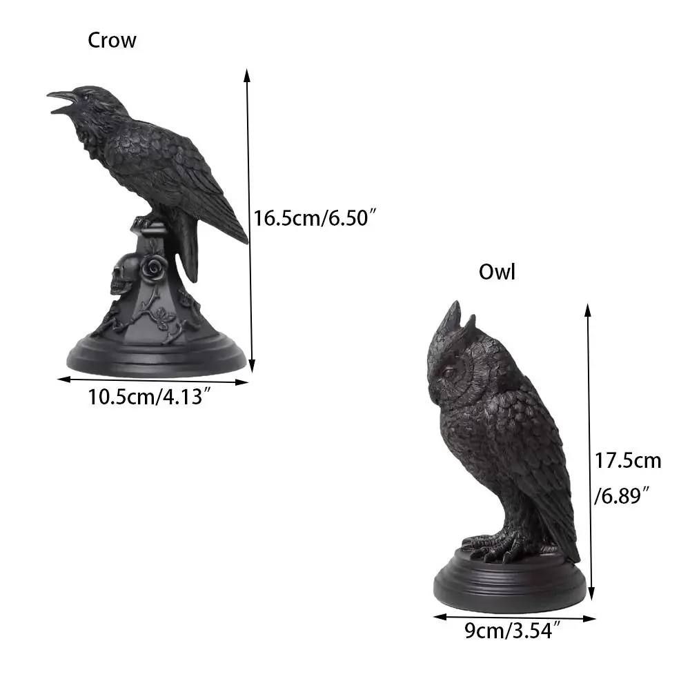 Black Halloween Gothic Candle Holder Craft Resin Gothic Crow Candle Holder Owl Crow Owl Candle Stick Living Room