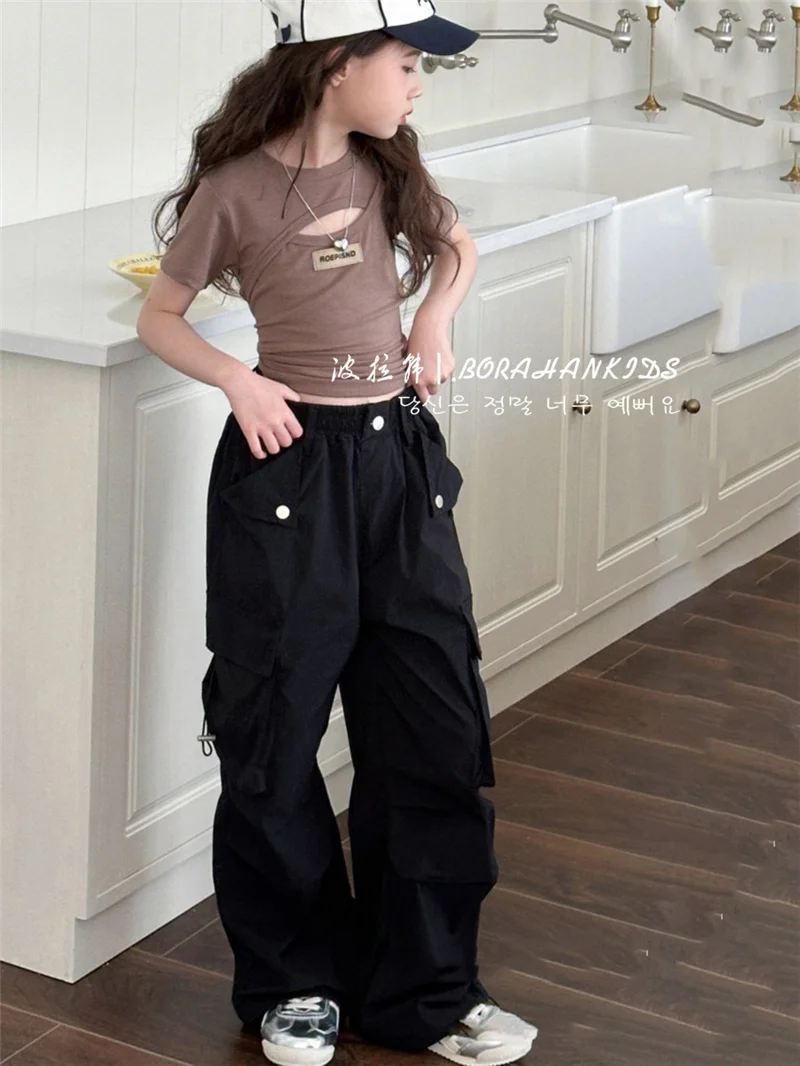 Girls Pants Spring Kids Hip Hop Pants Summer Children\'s Streetwear Casual Trousers Autumn Fashion Teen Large Size Sweatpants