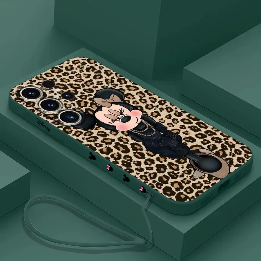 Disney Brown Leopard Print Case for Samsung Galaxy S24 Ultra S22 S23 Ultra 5G Note 20 S10 S20 FE S21 Plus With Lanyard Cover