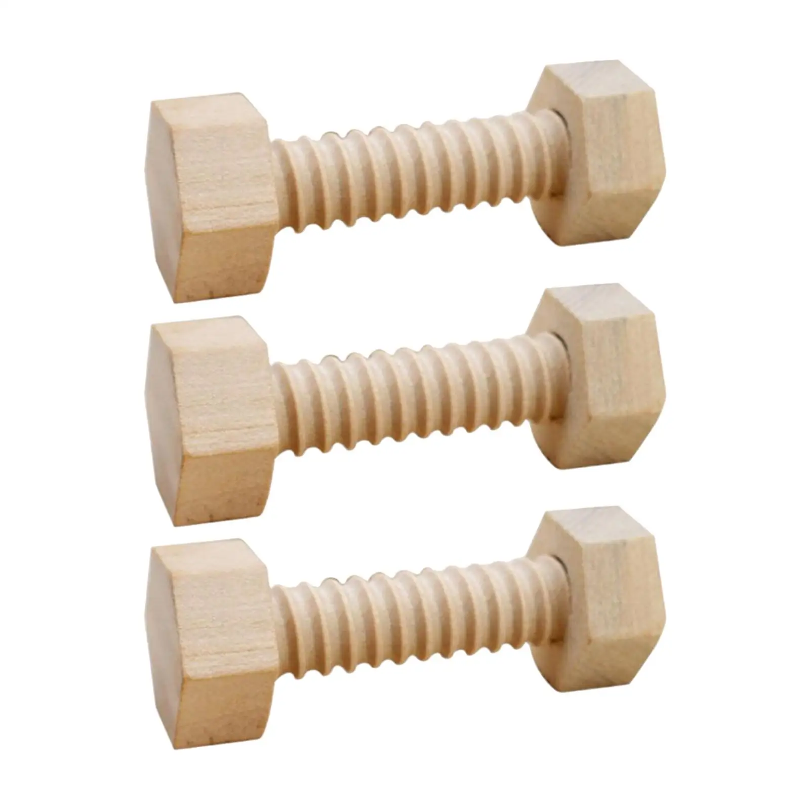 3 Wood Screw Nut Build Assembly Blocks Practical Educational Puzzle