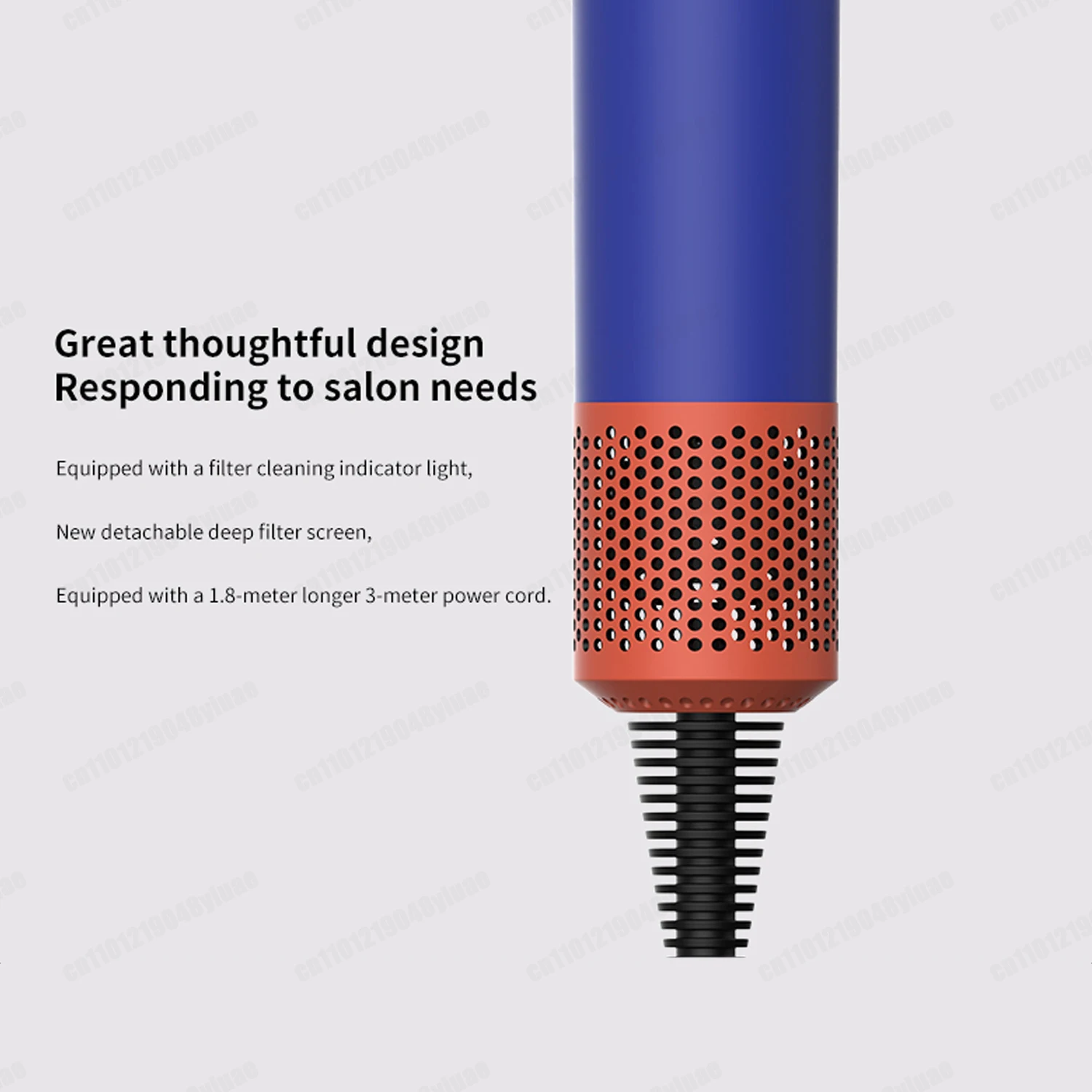 مجفف شعر عالي السرعة 1400 وات 2.7 متر منفاخ شعر بحبل طويل سريع الجفاف أيون سيكادورا بارا كابيلو مع ناشر تصفيف