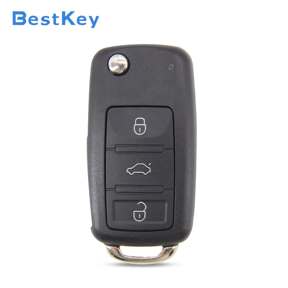 Best Key FCC 3D0 959 753 AA Compatible Best Key for Vehicle Security Accessory VW Touareg 2004-2009 Key Shell 3-Button Flip Key