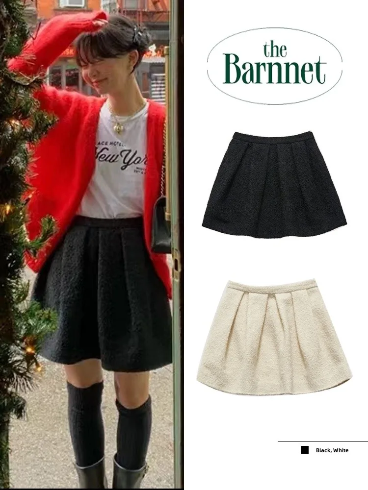 

Элегантная шерстяная юбка с высокой талией для женщин, весна-лето, новая модель в корейском стиле, цвет молочный, А-силуэт