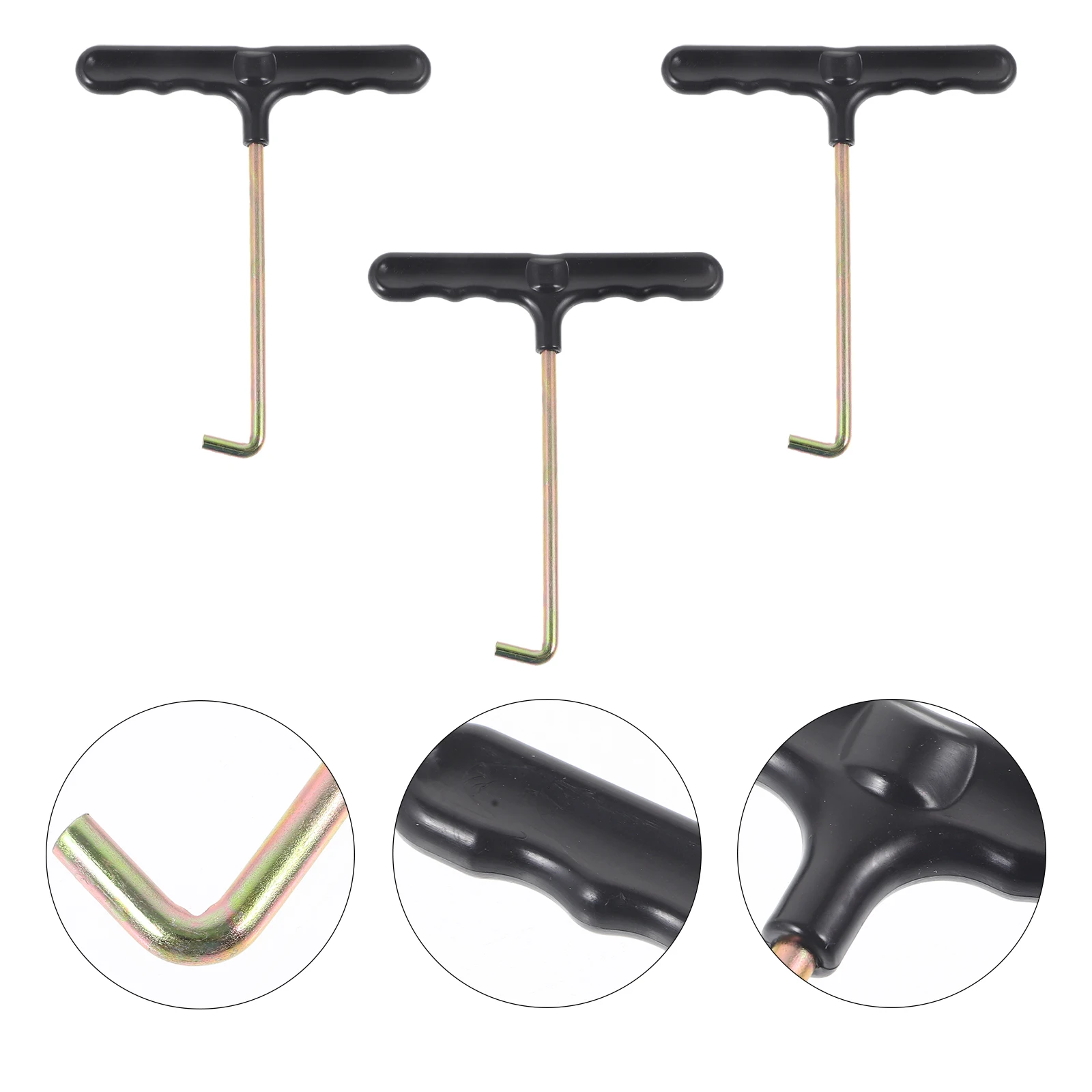 3pcs Shoelace Puller Tightener Tool Durable Plastic Iron Material Easy Safe Use Black Color Sneakers Hockey Skates Team Sports