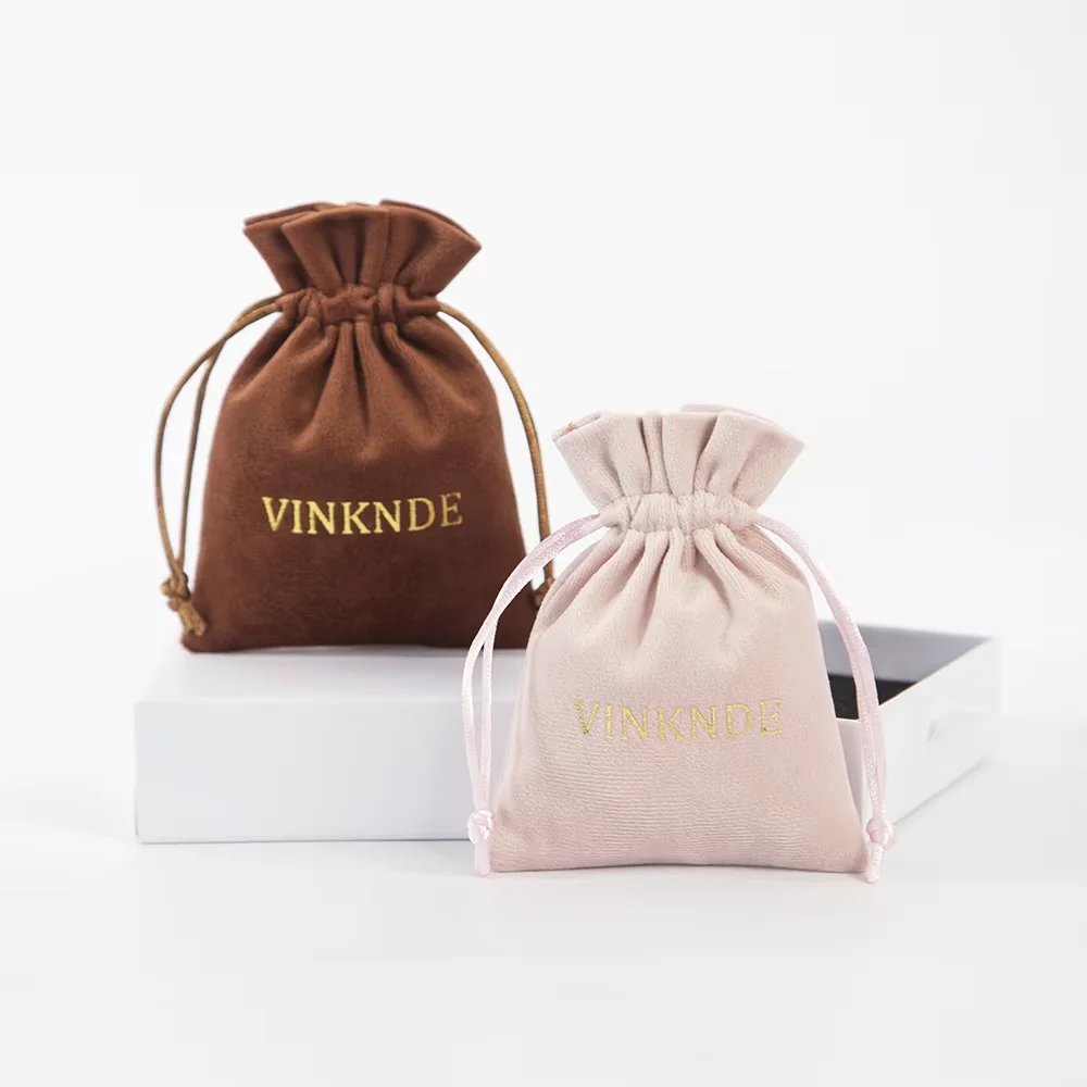 100Pcs Comfortable Jewelry Soft Velvet Bag Thanksgiving Favors Gift Suede Drawstring Sacks for Cosmetic Makeup Rouge Lipstick