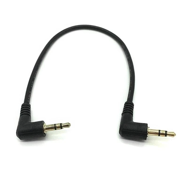 L5BC Gold Plated 90 Degree 3.5mm Male to Male Right Angled Audios Stereo JacksPlug Car Aux Auxiliary Cable 3Poles