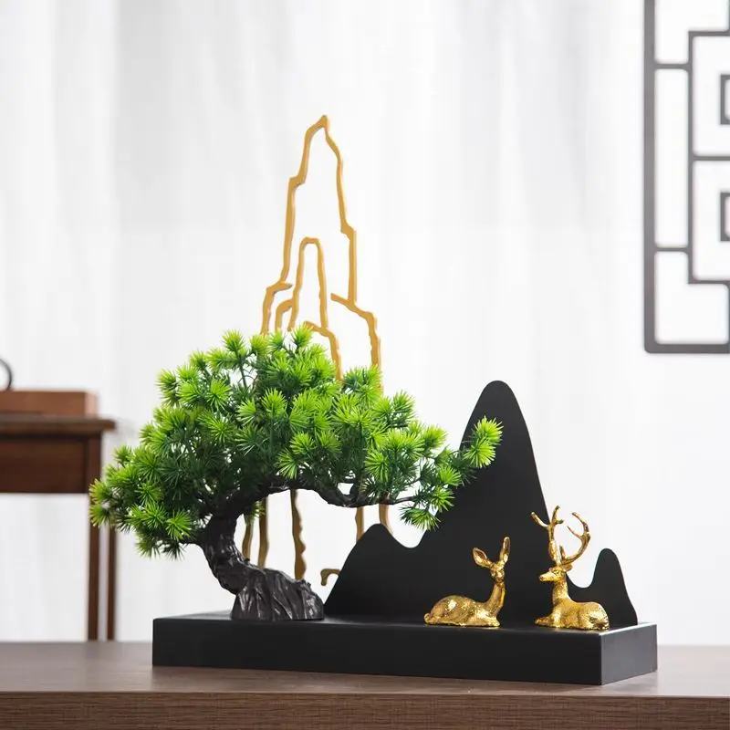 

Simulated Welcoming Pine Bonsai Desktop Ornament Zen-inspired Living Room Decorative Item TV Cabinet High-end Hotel Landscaping