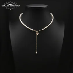 GLSEEVO Luxury Heart shape Pendant Vintage Natural Pearl Necklaces Women Elegant Charm French Romantic Party Jewelry Gift
