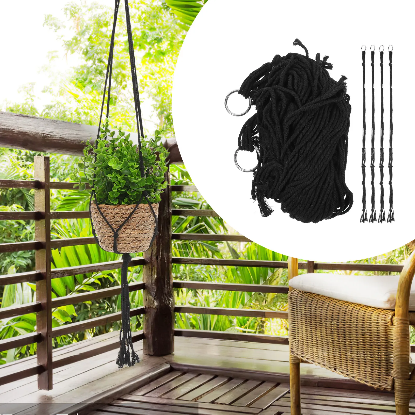 6Pcs Macrame Plant Hanger Handmade Woven Hanging Planter Basket Plant Holder Wall Mount Flower Pot Holder Rope Net Hanging