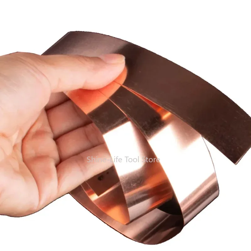99.9% Pure Coppers Thick 0.15/0.2/0.3/0.4/0.5/0.6/0.8/1mm T2 Red Copper Strip Sheet Purple Copper Plate Width 5-300mm