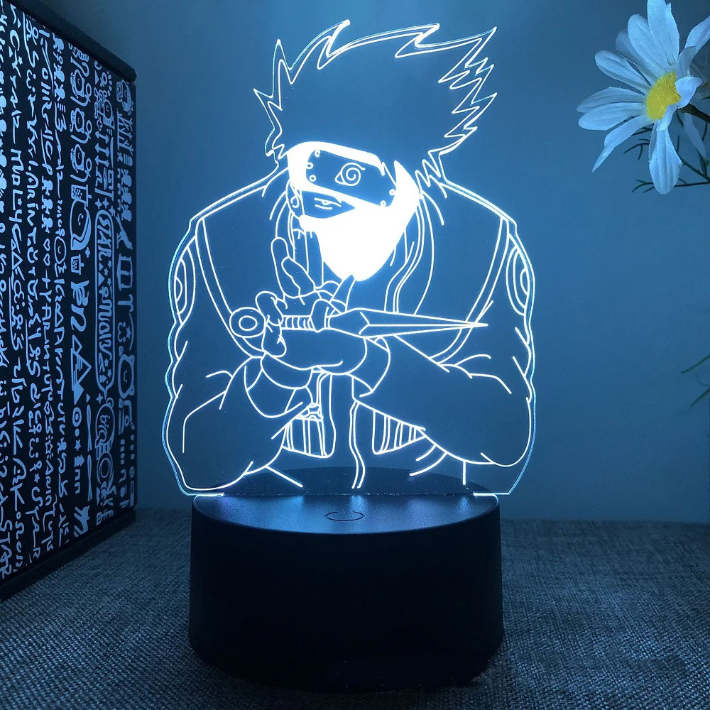 Anime Naruto Uzumaki LED Night Light Toys Akatsuki Kakashi Hatake Kid Bedroom Nightlight Itachi Uchiha 3D 7/16 colors Lamp Decor