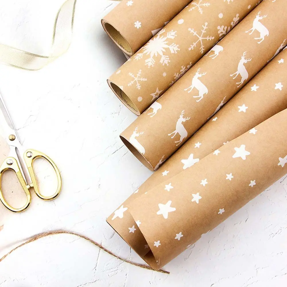 44x100cm Craft Snowflake New Year Kraft Paper Xmas Tree Scrapbook Party Supplies Gift Wrapping Paper Christmas Decoration