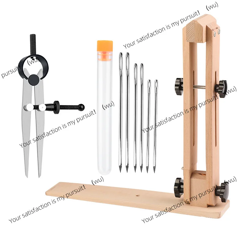 Hand sewn wooden clip triangular needle spacing ruler combination sewing tool set sewing straight line fixed adjustable wooden