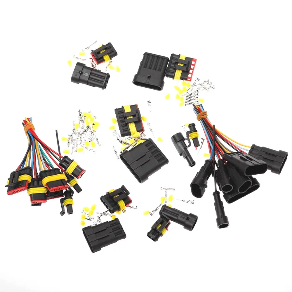 Car Starter Masculino Feminino Docking Conector Selado, Motor Automóvel, Cablagem Plug, 1Set, 1Pin, 2Pin, 3Pin, 4P, 5P, 6Pin