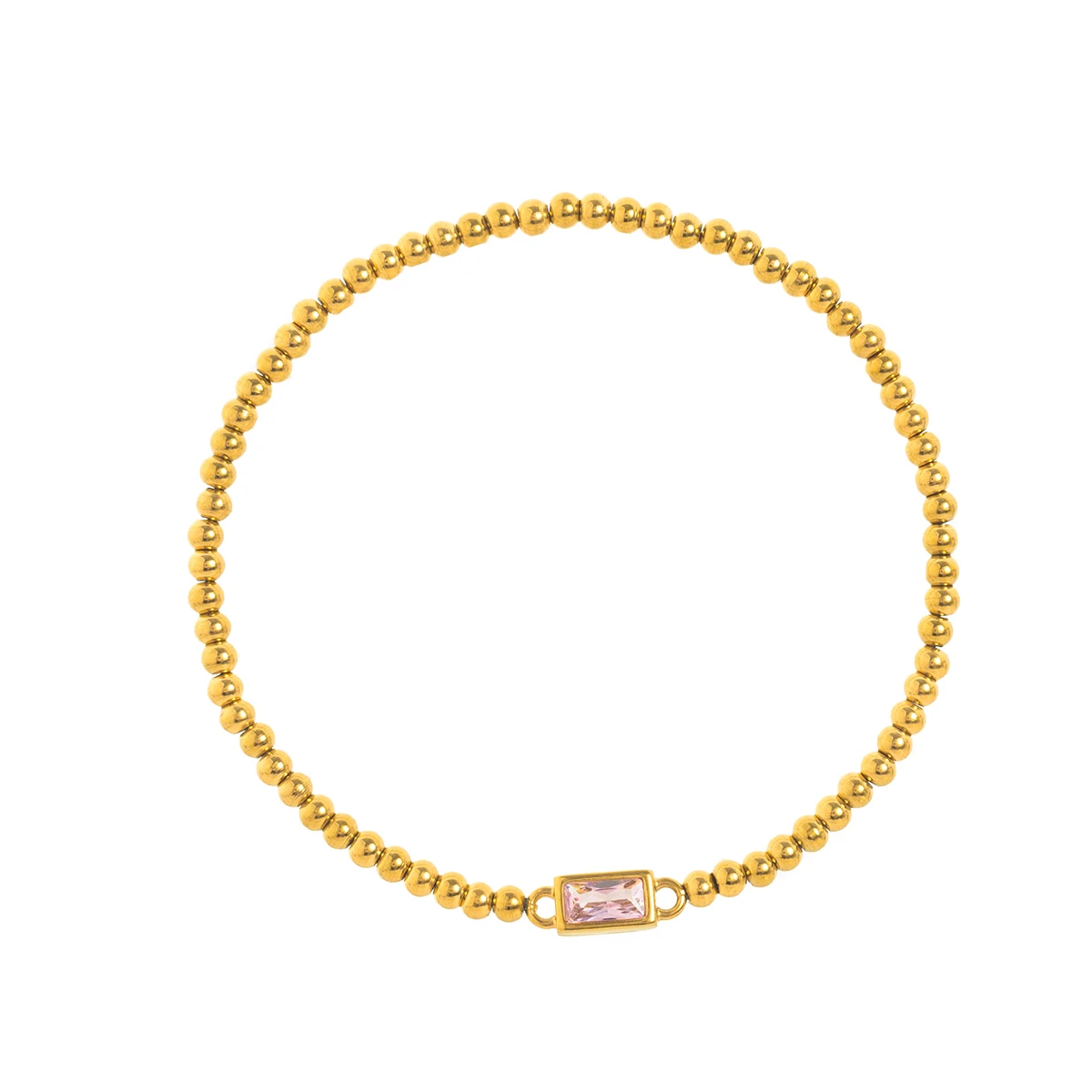 Minimalist style twelve month birthstone women\'s bracelet, stainless steel, electroplated 18K gold color protection