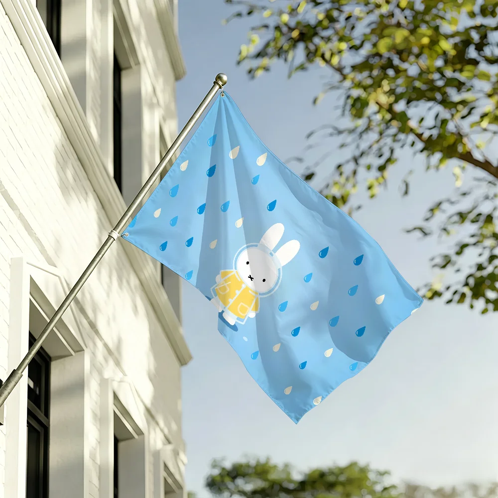 Cartoon M-Miffy-S Rabbit Cute flag For Living Room Home Dorm Decor Wall Outdoor Camping Party Banner Gifts