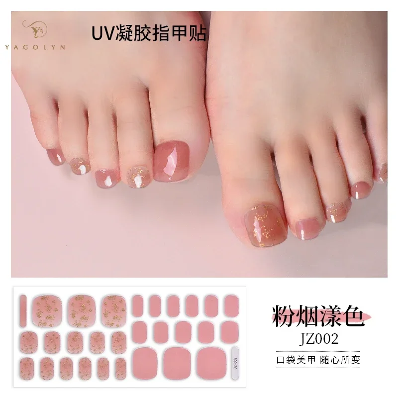 28Tips UV Gel Nail Sticker Semi Curing Phototherapy Toenail Patch Waterproof Baking Lamp Required Nail Art Decorations