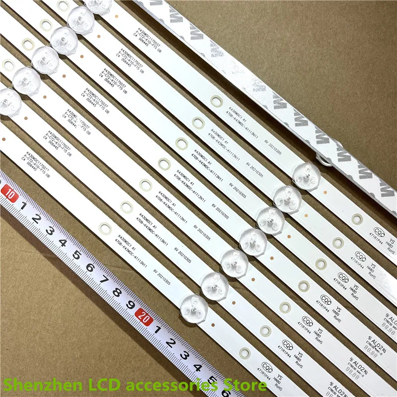 Cho TCL Y43G1B L43E6800 K430WDC1 4708-K43WDC-A1113N11 388MM 6V 43Inch Sử Dụng Nhôm 100% Mới LCD Đèn Nền Thanh 3 Đèn