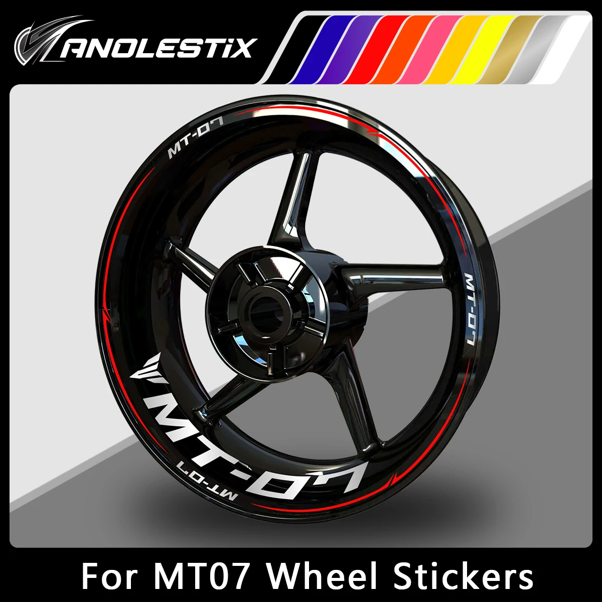 AnoleStix Reflective Motorcycle Wheel Sticker Hub Decal Rim Stripe Tape For YAMAHA MT-07 MT07