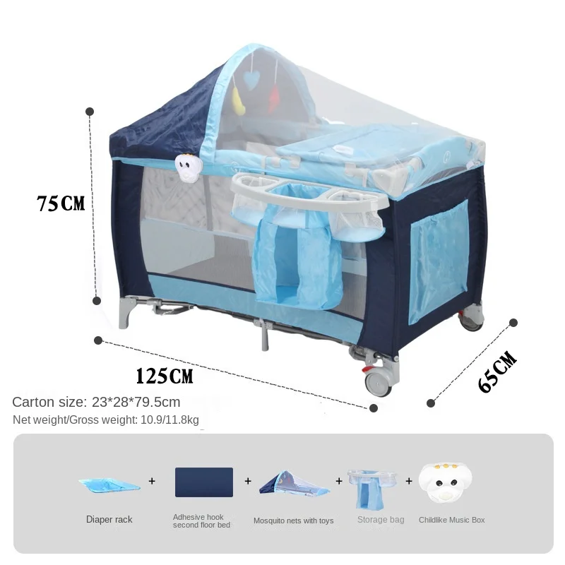Baby Crib Newborn Multifunctional Baby Bed Foldable Cot With Diaper Table Crib Cradle with Mosquito Net Cribs Baby Playpen