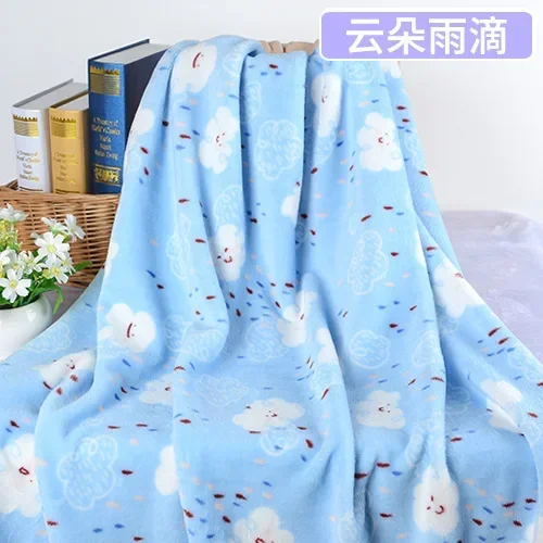 Flannel coral fleece fabric printed cloth high quality velvet clothing super soft cotton wool blanket plush Handmade Sewing warm