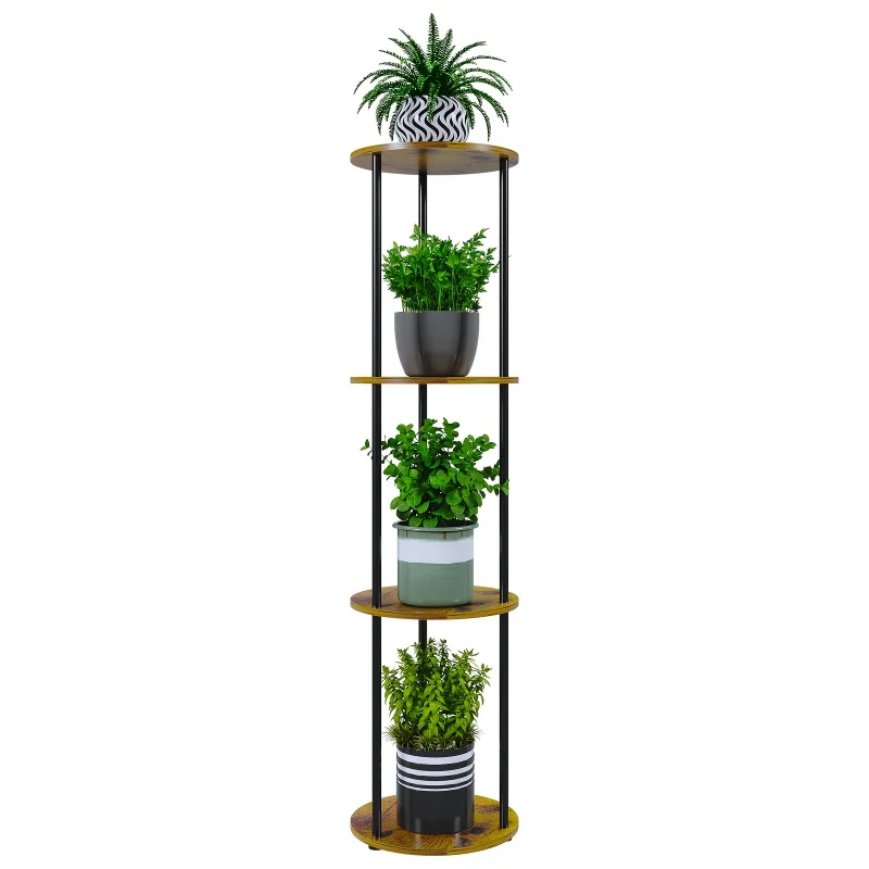 4Layer Black Metal Plant Stand - Indoor/Outdoor,Suitable for Living Room, Balcony, Corner and Garden Decoration