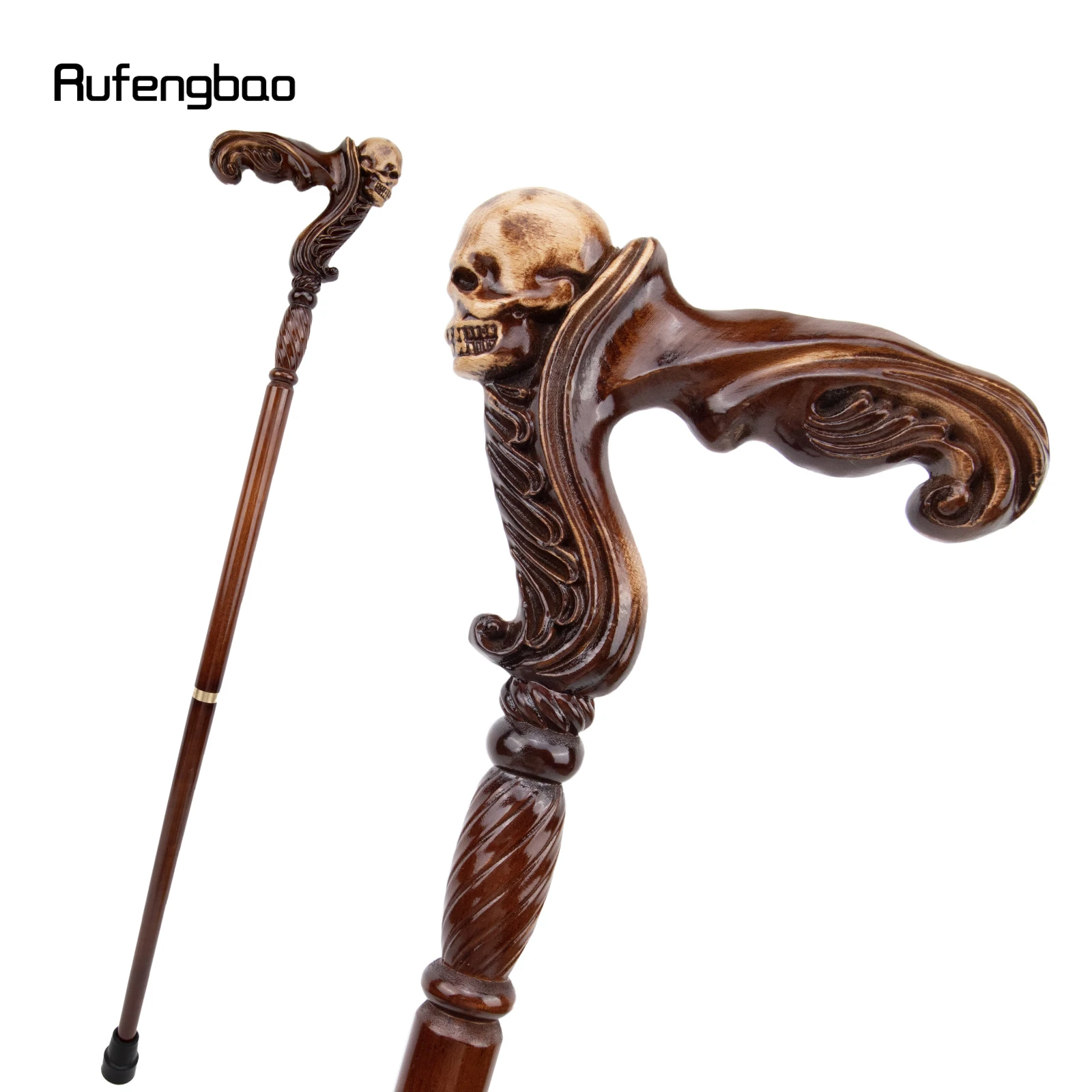 Schädel braun Holz Mode Gehstock dekorative Vampir Cosplay Party Holz Gehstock Halloween Keule Zauberstab Crosier 93cm