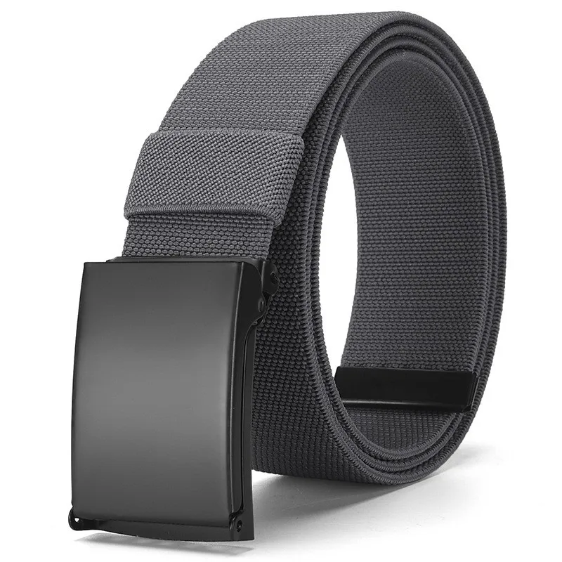 Popular smooth buckle nylon belt, woven elastic waistband, tactical outdoor military training men's jeans, versatile belt