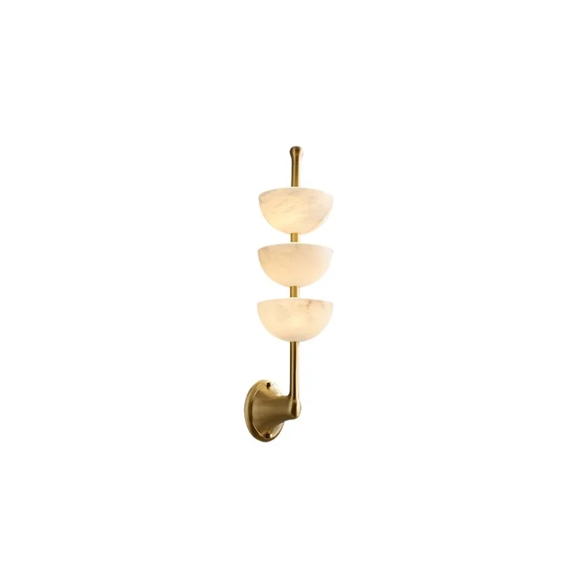 

French medieval all-copper marble wall lamp, living room background wall, corridor aisle atmosphere lamp