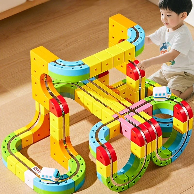 59/118pcs Latest Educational Toys Assembly Magic Track Train Set Children'S Toys Non-Remote Control Rail Car Gift Box Toys