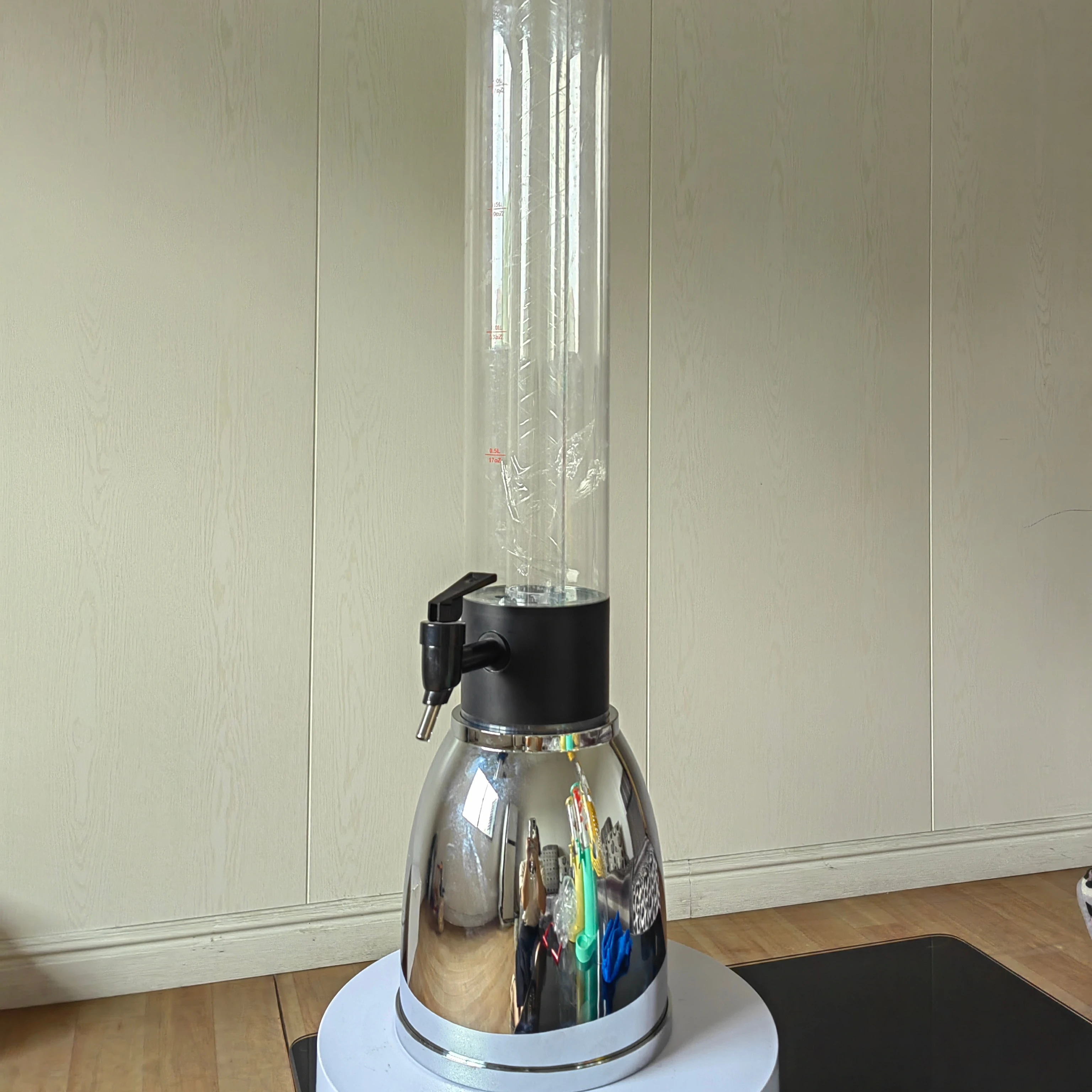 

3L/100oz Beer Tower Dispenser with Ice Tube Black Plating Silver Drink Dispenser