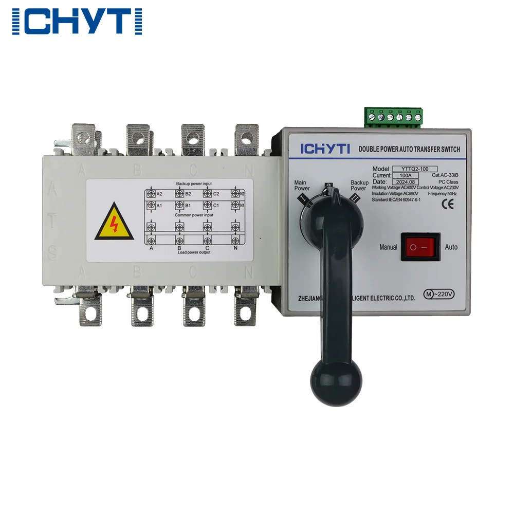4-pole, 3-phase 100/630A Automatic Dual Power Switch, PC Class Transfer Switch , Uninterrupted Use