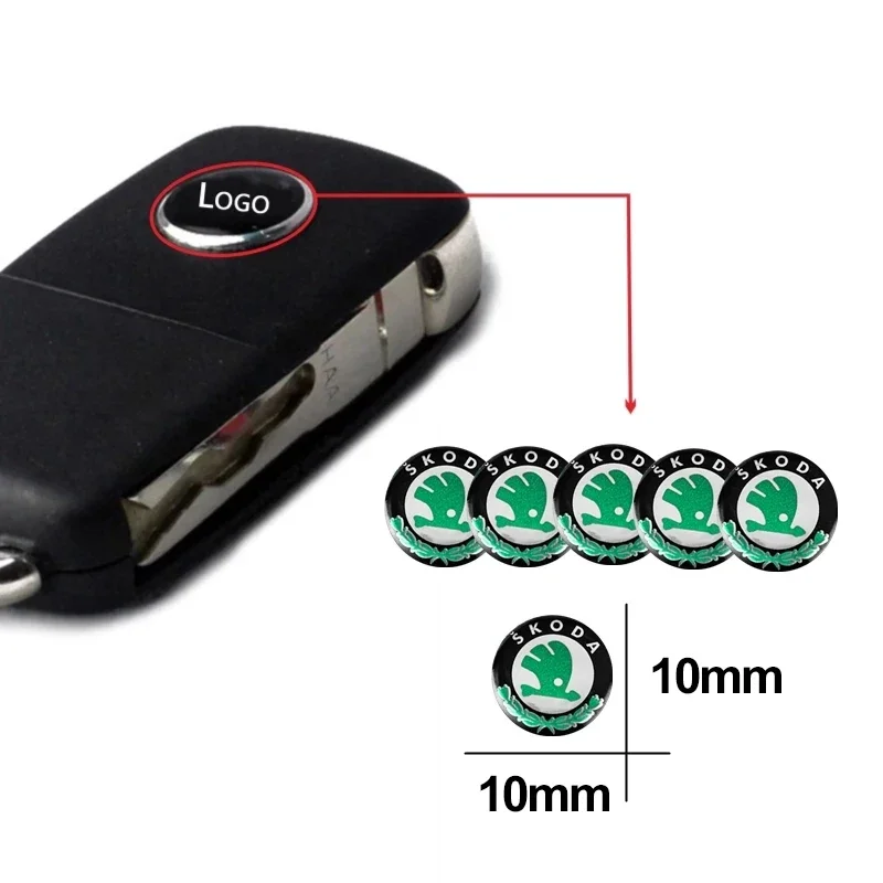 10 مللي متر سيارة مفتاح بعيد ملصق الألومنيوم شعار مائي لسكودا اوكتافيا كودياق فابيا رائع السريع Kamiq كاروك Derivati Yeti Enyaq A7 #1