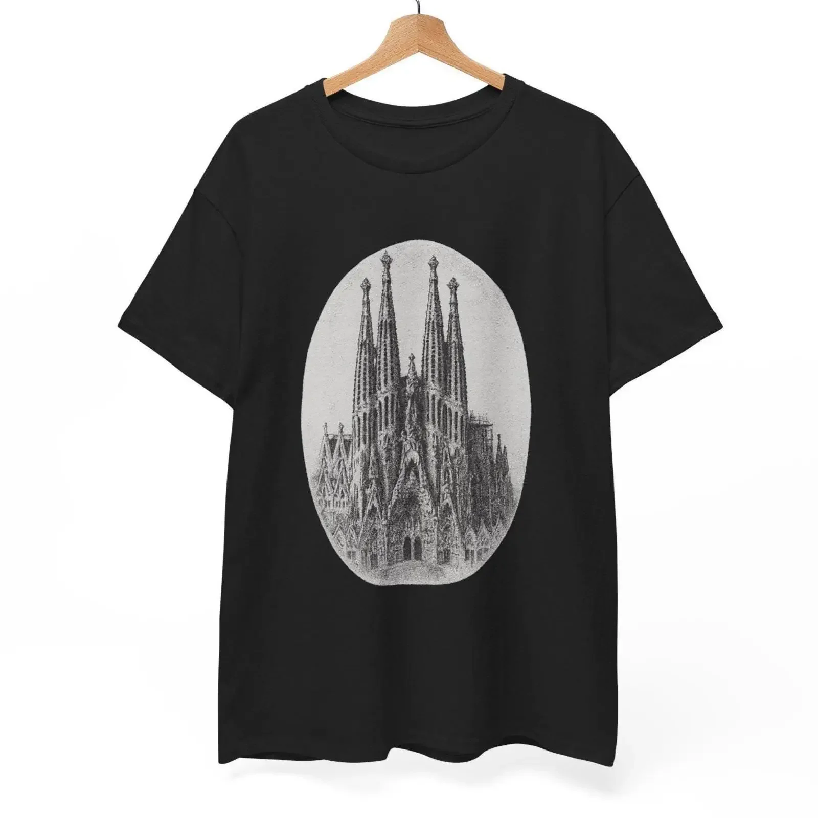 La Sagrada Familia T Shirt Gothic Cathedral  vintage Washed Slightly graphic Stylish Comfortable fashion streetwear Casual Soft