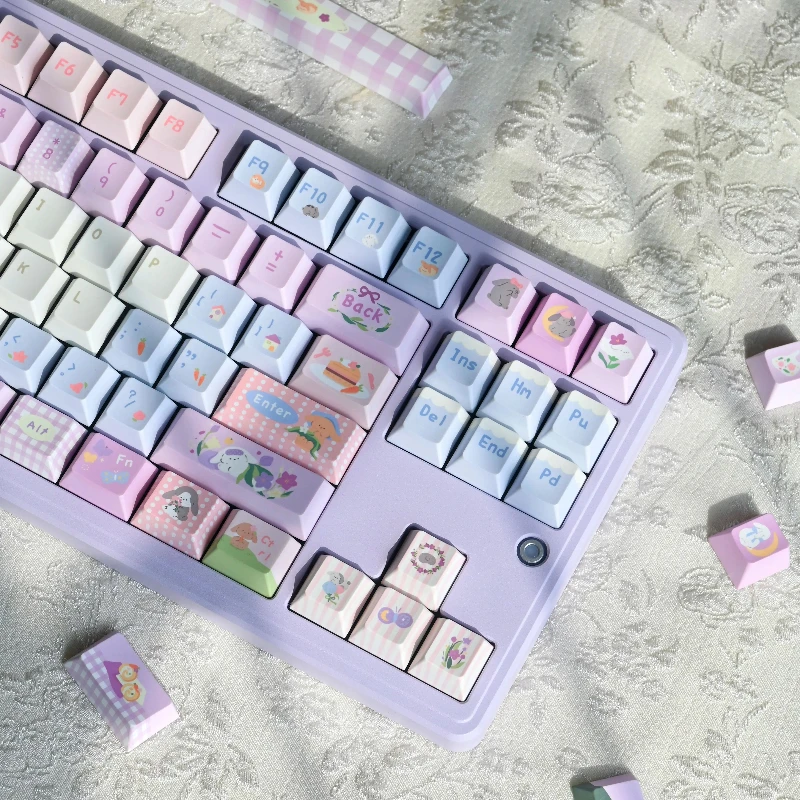 Letter From Kikyo Theme Keycaps Set Customized PBT Sublimation Cherry Profile Keyboard Cap for Mechanical Keyboard Accessories