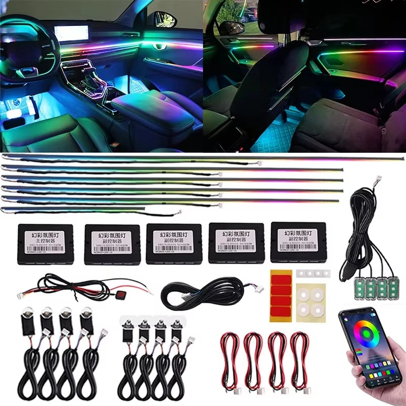 

18 in 1 Car LED Ambient RGB Symphony Light Strip Interior Acrylic Backlight Guide Universal Car Decoration Atmosphere Accessorie