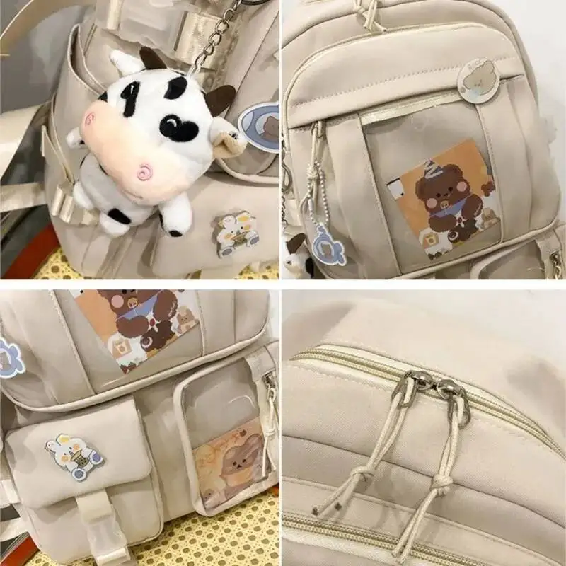 Bloom Nylon Haruku Aesthetuc Backpack Students Street Junior High Schoolbag Women Versatile Casual Mochila 2025 New