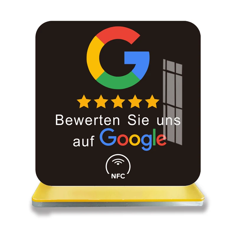 

Немецкий французский английский письменный NFC Google Tap для обзора, подставка для записи, настольный дисплей для отзывов Google, прочный акриловый материал