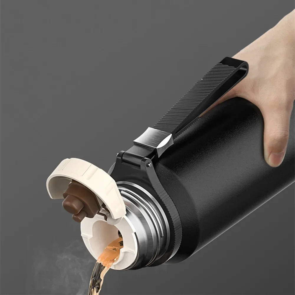 Large Capacity 1500ml Coffee Thermos Vacuum Bottle with Tea Filter Travel Stainless Steel Vacuum Flasks Cup Keep Hot Cold 1L