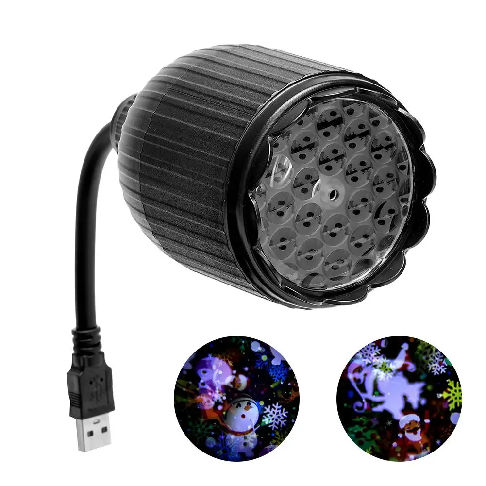 عيد الميلاد LED ندفة الثلج ضوء الإسقاط USB بالطاقة الدورية LED الليزر ضوء المرحلة لقضاء عطلة حفلة الهالوين عيد الميلاد ديكور الهدايا