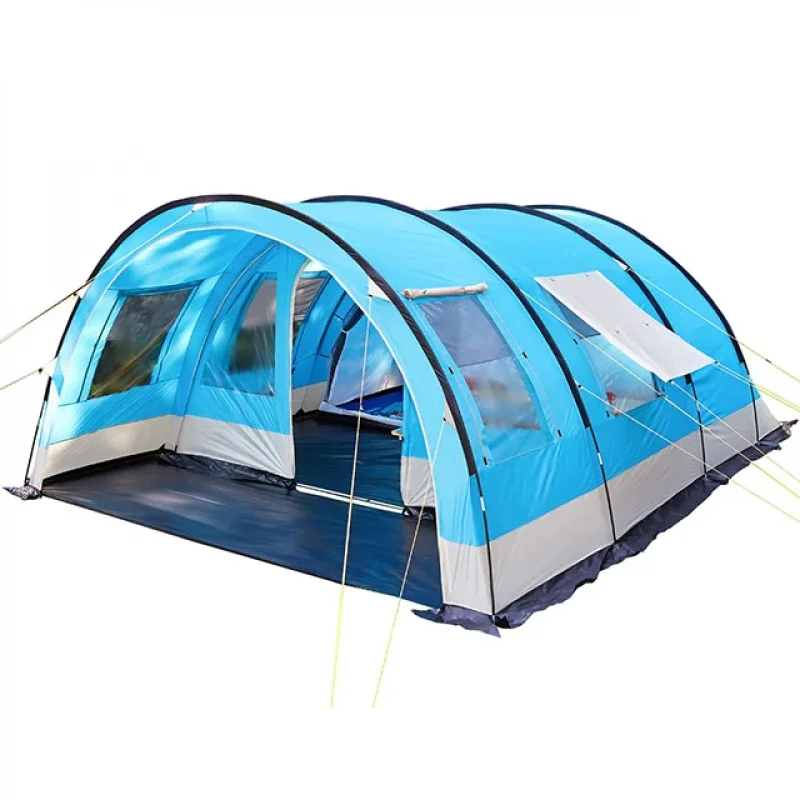 High Quality Large Sunroof Camping Outdoor Luxury 6 Person Family Tunnel Group Tent With Removable Front Wall Hot Selling