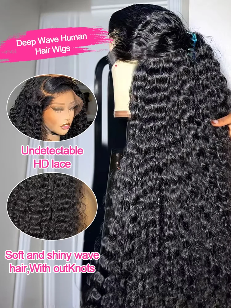 300% 40 بوصة موجة المياه مجعد الدانتيل الباروكة الأمامية 13x4 13x6 HD موجة عميقة الدانتيل الباروكة الأمامية 360 خصلات الشعر المستعار الإنسان الكامل للنساء للبيع