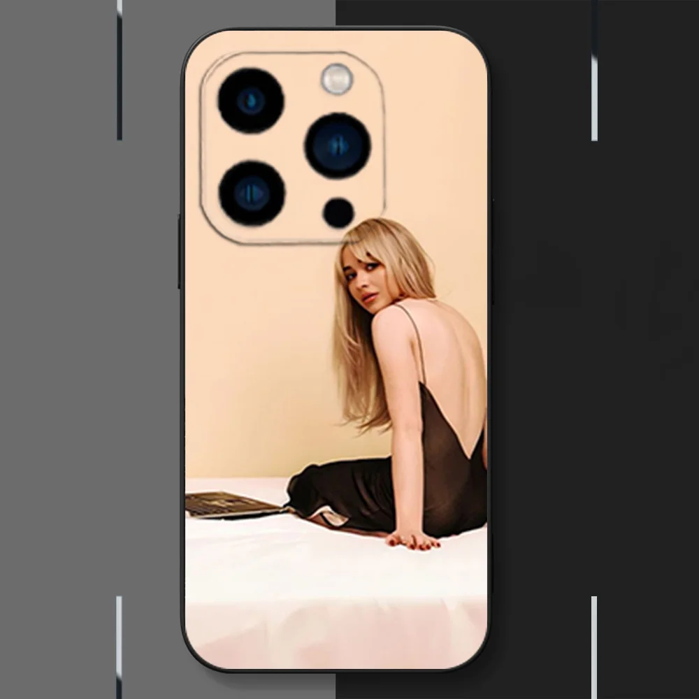 Singer S-Sabrina C-Carpenter Phone Case for iPhone 12 11 13 14 15 16 Max Pro Plus Black Soft Silicone Cover