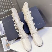 Cowhide 2025 New Height-Increasing Belt-Buckle Welkin Boots Genuine Leather Fashionable Pointy Spice Knight Boots Botas Mujer