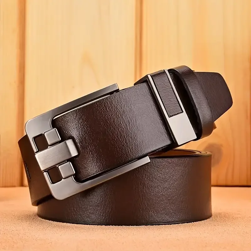 Leather Men\'s Belt Fashion Metal Alloy Pin Buckle Adult Luxury Brand Jeans Business Casual Waist Male Strap Brand