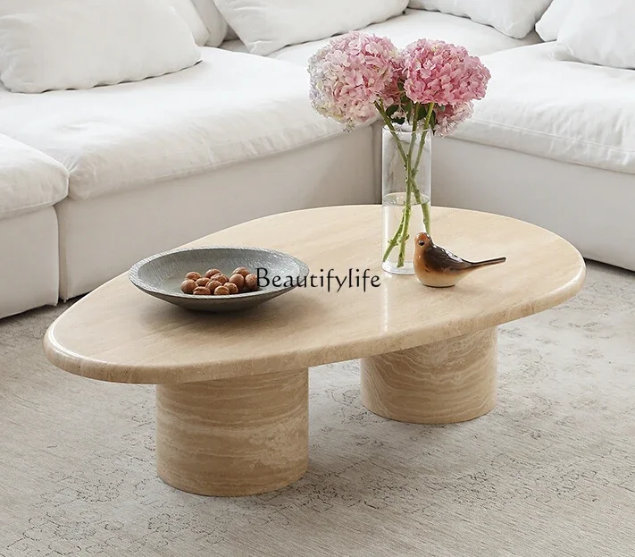

Natural travertine coffee table marble living room simple modern raindrop coffee table
