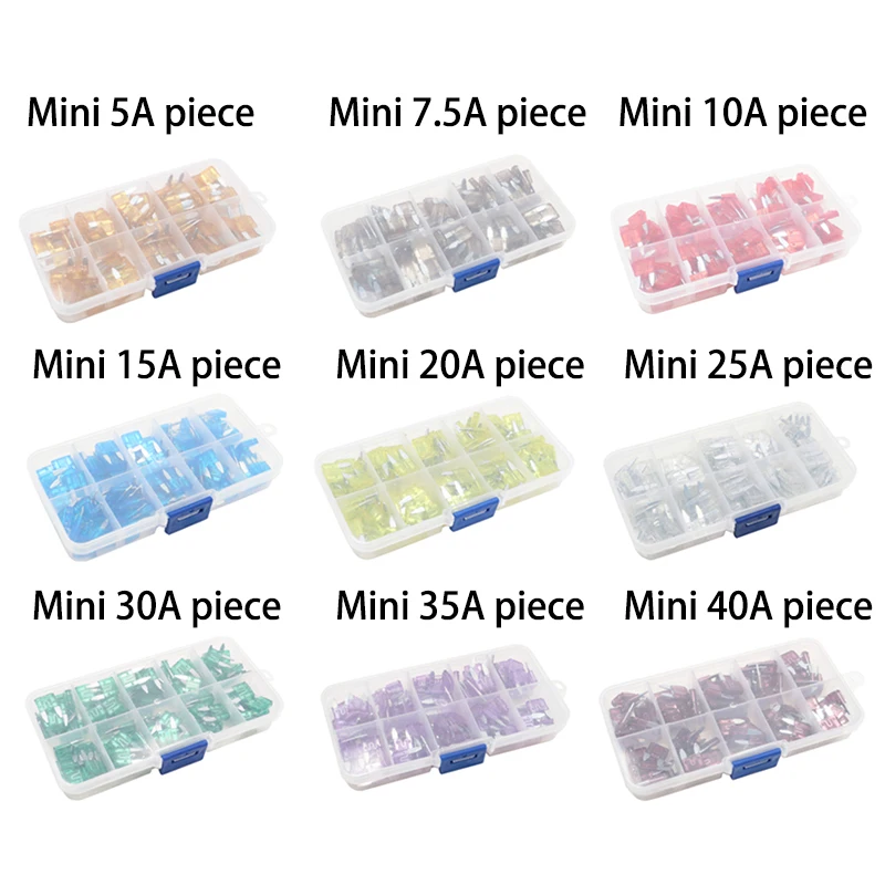 [120pcs/Box]Car MINI fuse tube xenon lamp fuse medium small mini fuse insert 5A 10A 15A 20A 25A 30A 35A 40A